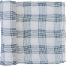 Load image into Gallery viewer, Coastal Plaid Muslin Swaddle Blanket