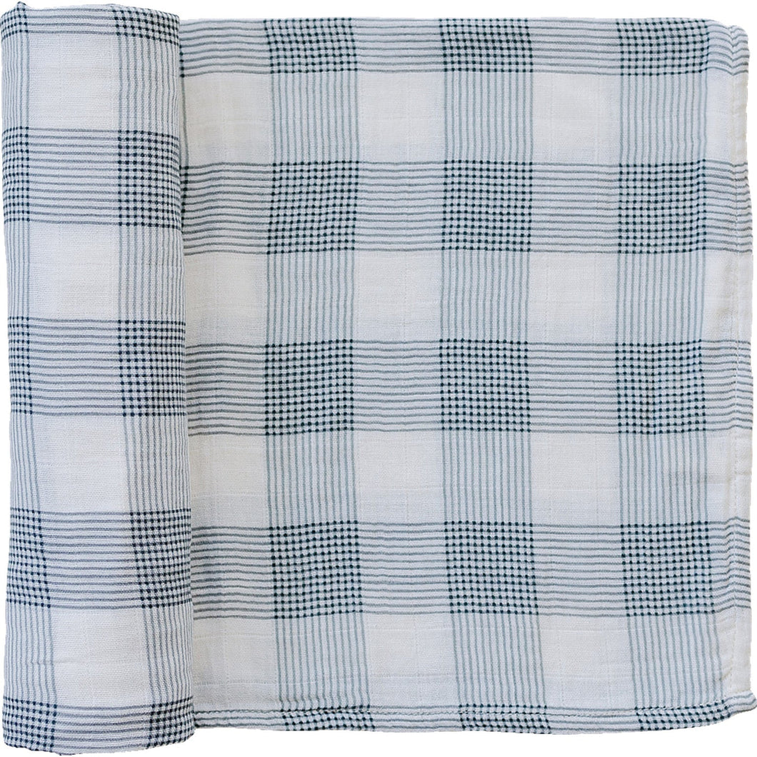 Coastal Plaid Muslin Swaddle Blanket