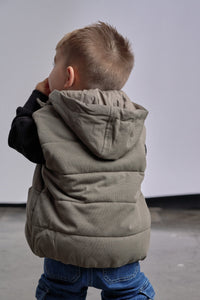 Hooded Puffer Vest - Army Green