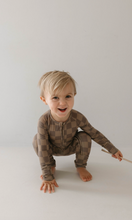 Load image into Gallery viewer, Bamboo Zip Pajamas | Faded Brown Checkerboard