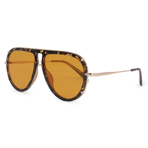 Ivy Luxe - Yellow Tangle-Free Round Aviator Sunglasses