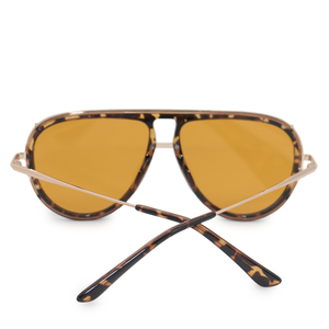 Ivy Luxe - Yellow Tangle-Free Round Aviator Sunglasses