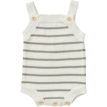 Load image into Gallery viewer, Sage Stripe Knit Bubble Romper