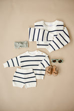 Load image into Gallery viewer, Navy Stripe Knit Shorts