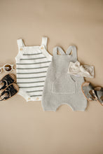 Load image into Gallery viewer, Sage Stripe Knit Bubble Romper