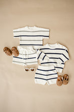 Load image into Gallery viewer, Sage + Navy Stripe Knit Short Set