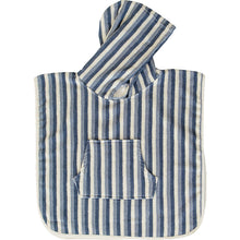 Load image into Gallery viewer, Blue Stripe Organic Cotton Beach Poncho