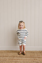 Load image into Gallery viewer, Navy Stripe Knit Shorts