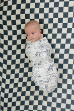 Load image into Gallery viewer, Charcoal Checkered Muslin Crib Sheet
