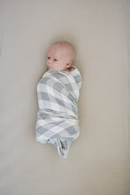 Load image into Gallery viewer, Coastal Plaid Muslin Swaddle Blanket