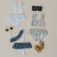 Load image into Gallery viewer, Light Blue Gingham Ruffle Bikini Set