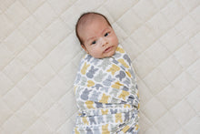 Load image into Gallery viewer, Dusty Blue Bunny Bamboo Stretch Swaddle