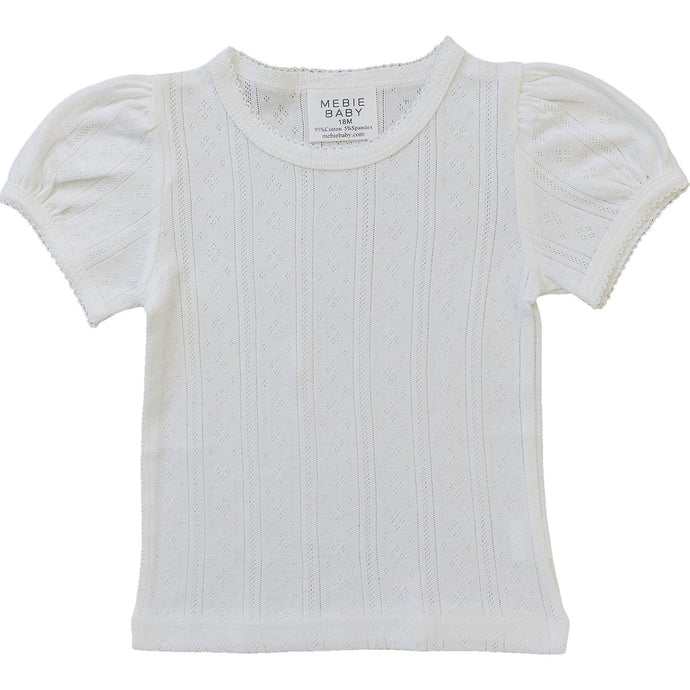 White Pointelle Tee