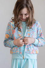 Load image into Gallery viewer, Blue Retro Unicorns Satin Jacket