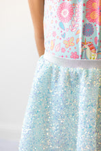 Load image into Gallery viewer, Aqua Sequin Twirl Skirt