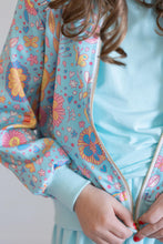 Load image into Gallery viewer, Blue Retro Unicorns Satin Jacket