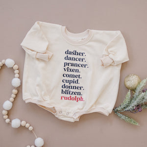 Reindeer Names Sweatshirt Romper