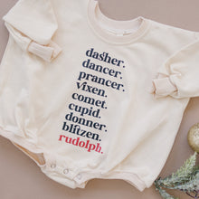 Load image into Gallery viewer, Reindeer Names Sweatshirt Romper