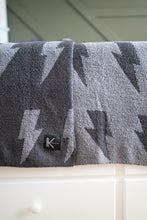 Load image into Gallery viewer, Black + Charcoal Bolt Cozy Blanket