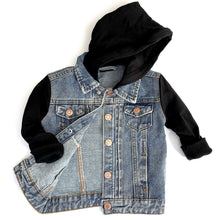 Load image into Gallery viewer, Hooded Denim Jacket - Black