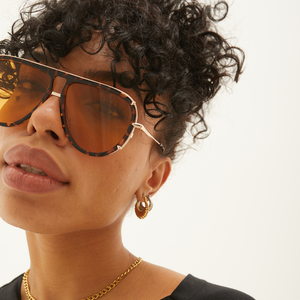 Ivy Luxe - Yellow Tangle-Free Round Aviator Sunglasses