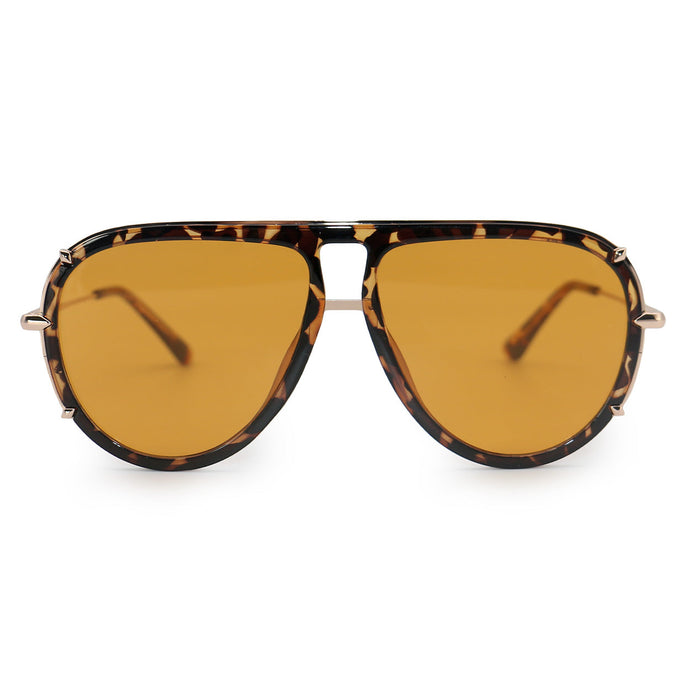 Ivy Luxe - Yellow Tangle-Free Round Aviator Sunglasses